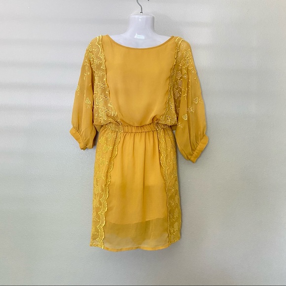 Angie Dresses Angie Mustard Yellow Embroidered Dress Poshmark